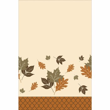 AMSCAN TABLECOVER COPPER LEAVES