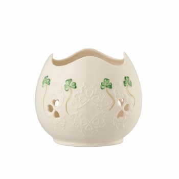 BELLEEK SHAMROCK LACE PIERCED VOTIVE