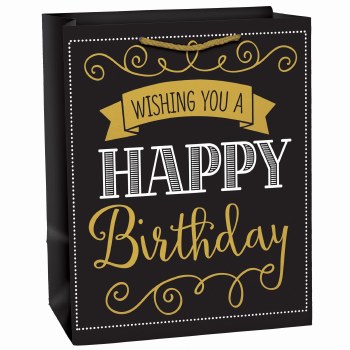 BIRTHDAY MED GIFT BAG ELEGANT BLACK BD
