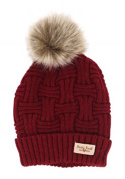 BRITT'S KNIT HAT W/POM POM BURGUNDY