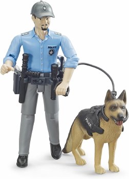 BRUDER FIGURE POLICEMAN W/DOG