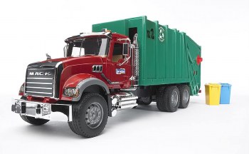 BRUDER MACK GRANITE GARBAGE TRUCK RUBY/G