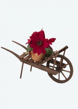 BYERS' CHOICE WHEELBARROW POINSETTIAS