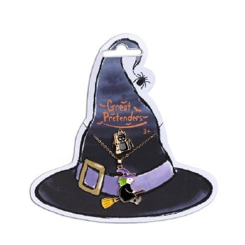 WITCH NECKLACE W/BLACK CAT RING