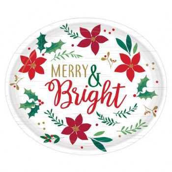 CHRISTMAS WISHES OVAL PLATES 1&quot; 8CT