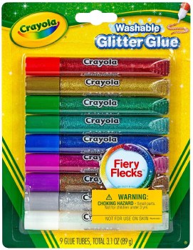 CRAYOLA 9ct WASHABLE GLITTER GLUE