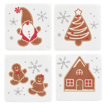 GANZ GINGERBREAD COASTER SET/4