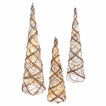 DEPT 56 CHRISTMAS SET/3 LIT RATTAN TREES