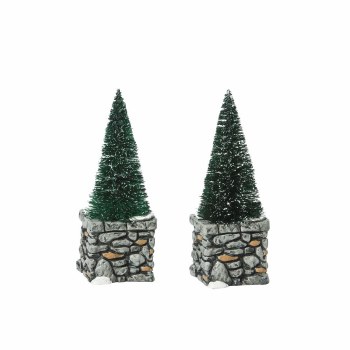 D56 VILLAGE LIMESTONE TOPIARIES SET
