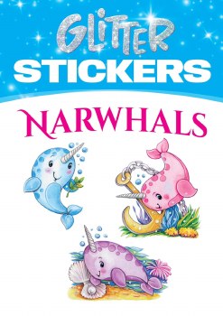DOVER STICKER BOOK GLITTER NARWHALS