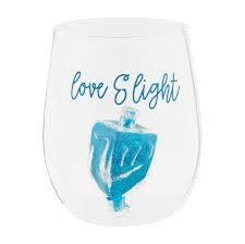 MUD PIE LOVE HANUKKAH WINE GLASS