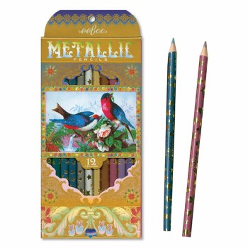 EEBOO 12ct METALLIC PENCILS VICT BIRDS