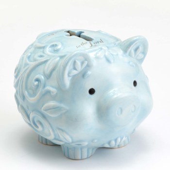 ENESCO DEDICATION BANK BLUE PIG