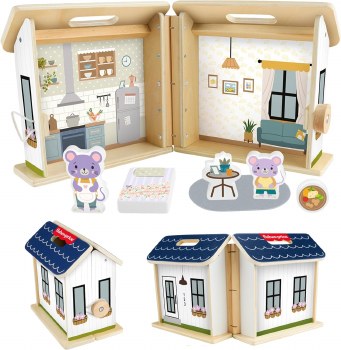 FISHER PRICE WOODEN FOLDING DOLLHOUSE