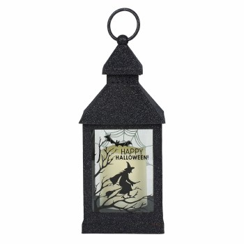 GLITTERED WITCH LIGHTED LANTERN