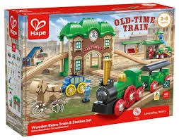 HAPE WOODEN RETRO TRAIN &amp; STATION SET