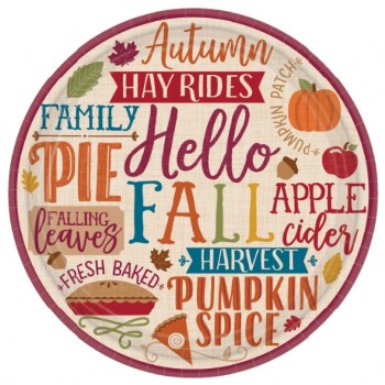 HELLO FALL ROUND PLATES 10.5&quot;