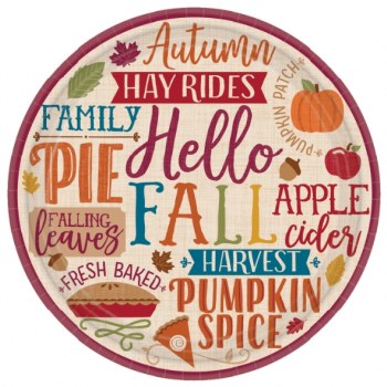 HELLO FALL ROUND PLATES 7&quot;