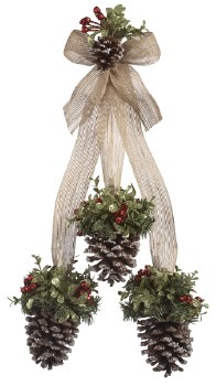 GANZ MISTLETOE SNOW PINECONE CLUSTER