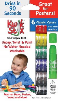 KWIK STIX 6CT TEMPERA PAINT PRIMARY