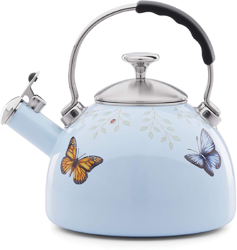 LENOX BUTTERFLY MEADOW TEA KETTLE BLUE MARCO'S EMPORIUM