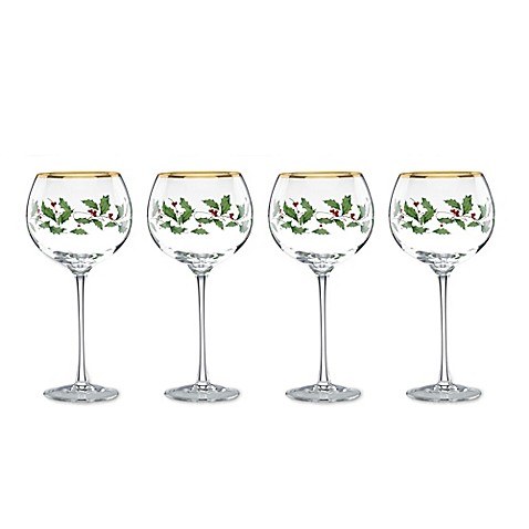 LENOX HOLIDAY BALLOON WINE GLASS SET/4 - MARCO'S EMPORIUM