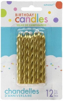 LARGE SPIRAL CANDLES GOLD