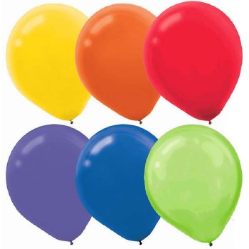 LATEX  BALLOONS 15CT ASST COLORS 12'