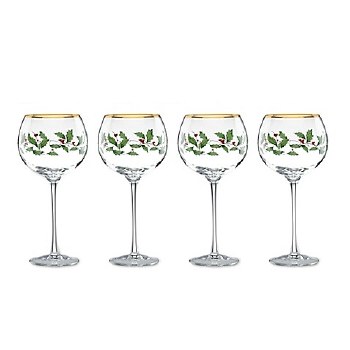 LENOX HOLIDAY BALLOON WINE GLASS SET/4
