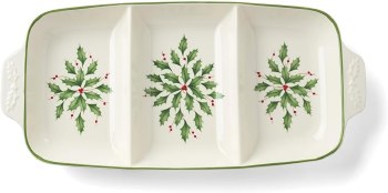 LENOX HOLIDAY CARVED DIVIDED DISH