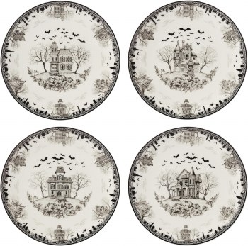 LENOX SET/4 HAUNTED VILLAGE ACCENT PLATE