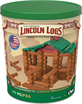 LINCOLN LOGS 111PC ANNIVERSARY TIN