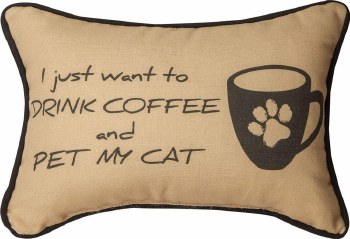 MANUAL PILLOW I JUST WANTED COFFEE &amp; CAT
