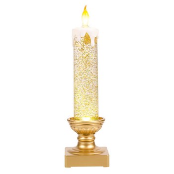 MEDIUM LIGHT UP CANDLESTICK GOLD