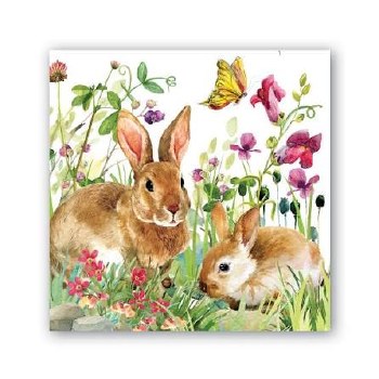 MICHEL BUNNY MEADOW COCKTAIL NAPKINS