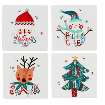 GANZ WHIMSY HOLIDAY COASTER SET
