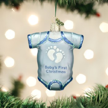 OLD WORLD CHRISTMAS BLUE BABY ONESIE