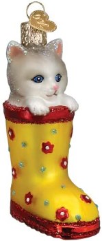 OLD WORLD CHRISTMAS KITTEN IN BOOT