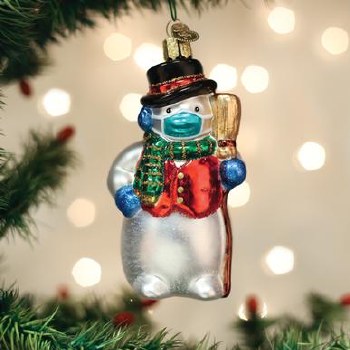 OLD WORLD CHRISTMAS SNOWMAN W/FACE MASK