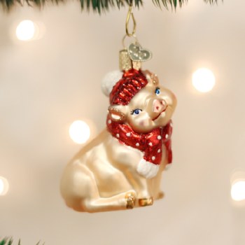 OLD WORLD CHRISTMAS SNOWY PIG