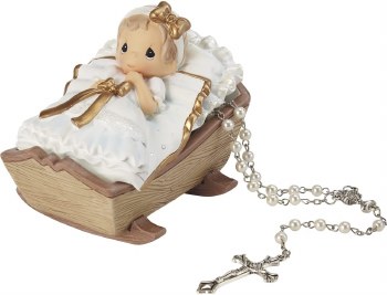 P/M BABY GIRL IN CRADLE W/ROSARY