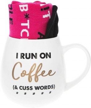 PAVILION MUG &amp; SOCK SET RUN ON COFFEE