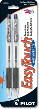 PILOT EASY TOUCH BALL PT BLACK 2CT PENS