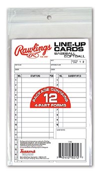 RAWLINGS SYSTEM 17 LINEUP CARDS