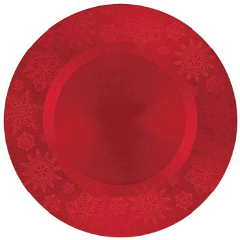RED SNOWFLAKE ROUND CHARGER 13&quot;
