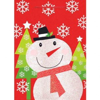 RED &amp; WHITE SNOWMAN EXTRA LARGE GIFTBAG