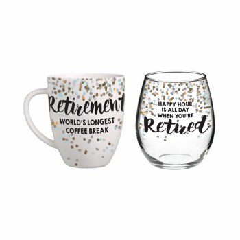 RETIRMENT MUG &amp; GLASS SET