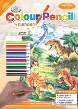 ROYAL PENCIL BY NUMBER SET DINOSAUR DAYS