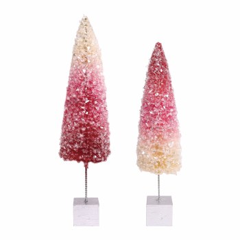 SNOWBABIES PINK OMBRE TREES SET/2