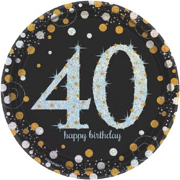 SPARKLING CELEBRATION PLATES 7" AGE 40